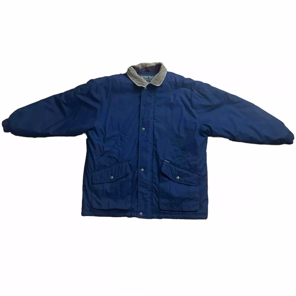 VTG Pacific Trail Flannel Lined Jacket Size: XL Corduroy Collar Blue & Tan
